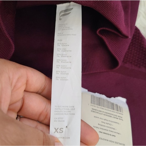 Fabletics Maroon Seemless High-Waisted Mesh Leggings NWT SZ XS - Picture 6 of 10